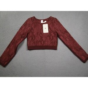 Fabletics Top‎ Womens Large Red Kamila Seamless Activewear Cropped Long Sleeve